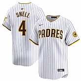 Men's San Diego Padres #4 Blake Snell White 2024 Home Limited Baseball Stitched Jersey Dzhi,baseball caps,new era cap wholesale,wholesale hats