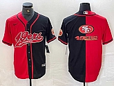 Men's San Francisco 49ers Big Logo Red Black White Blue Two Tone Stitched Baseball Jersey
