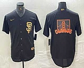 Men's San Francisco Giants Team Big Logo Black Gold Cool Base Stitched Baseball Jersey