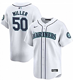 Men's Seattle Mariners #50 Bryce Miller White Home Limited Stitched jersey Dzhi