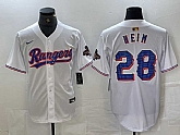 Men's Texas Rangers #28 Jonah Heim White 2023 World Series Champions Cool Base Jersey,baseball caps,new era cap wholesale,wholesale hats