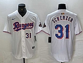 Men's Texas Rangers #31 Max Scherzer Number White 2023 World Series Champions Cool Base Jerseys,baseball caps,new era cap wholesale,wholesale hats