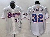 Men's Texas Rangers #32 Evan Carter Number White 2023 World Series Champions Cool Base Jerseys,baseball caps,new era cap wholesale,wholesale hats