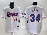 Men's Texas Rangers #34 Nolan Ryan Number White 2024 Gold Collection Limited Cool Base Jersey,baseball caps,new era cap wholesale,wholesale hats
