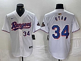 Men's Texas Rangers #34 Nolan Ryan Number White 2024 Gold Collection Limited Cool Base Jerseys,baseball caps,new era cap wholesale,wholesale hats