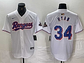 Men's Texas Rangers #34 Nolan Ryan White 2024 Gold Collection Limited Cool Base Jersey,baseball caps,new era cap wholesale,wholesale hats