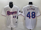 Men's Texas Rangers #48 Jacob deGrom Number White 2024 Gold Collection Limited Cool Base Jersey