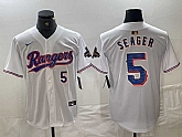 Men's Texas Rangers #5 Corey Seager Number White 2024 Gold Collection Limited Cool Base Jersey(1),baseball caps,new era cap wholesale,wholesale hats