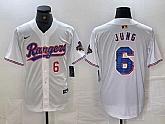 Men's Texas Rangers #6 Josh Jung Number White 2023 World Series Champions Cool Base Jersey,baseball caps,new era cap wholesale,wholesale hats