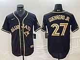 Men's Toronto Blue Jays #27 Vladimir Guerrero Jr Black Gold Cool Base Stitched Baseball Jerseys