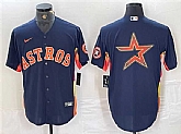 Mens Houston Astros Navy Team Big Logo With Patch Cool Base Stitched Baseball Jersey
