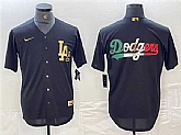 Mens Los Angeles Dodgers Team Big Logo Black Cool Base Stitched Baseball Jersey,baseball caps,new era cap wholesale,wholesale hats