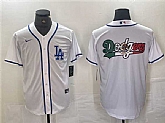 Mens Los Angeles Dodgers Team Big Logo White Cool Base Stitched Baseball Jersey