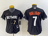 Women's Baltimore Orioles #7 Jackson Holliday Number Black 2023 City Connect Cool Base Stitched Jersey,baseball caps,new era cap wholesale,wholesale hats