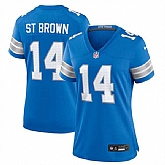 Women's Detroit Lions #14 Amon-Ra St. Brown Blue Stitched Jersey Dzhi,baseball caps,new era cap wholesale,wholesale hats