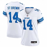 Women's Detroit Lions #14 Amon-Ra St. Brown White Stitched Jersey Dzhi,baseball caps,new era cap wholesale,wholesale hats