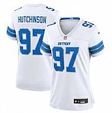Women's Detroit Lions #97 Aidan Hutchinson White Stitched Jersey Dzhi