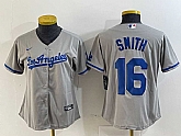 Women's Los Angeles Dodgers #16 Will Smith Gray Alternate Team Logo Cool Base Jersey,baseball caps,new era cap wholesale,wholesale hats