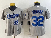 Women's Los Angeles Dodgers #32 Sandy Koufax Number Grey Cool Base Stitched Jerseys,baseball caps,new era cap wholesale,wholesale hats
