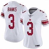 Women's New York Giants #3 Deonte Banks White Vapor Stitched Jersey Dzhi
