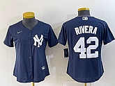 Women's New York Yankees #42 Mariano Rivera Name Navy Blue Cool Base Stitched Baseball Jersey