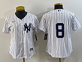 Women's New York Yankees #8 Yogi Berra White No Name Stitched Nike Cool Base Throwback Jersey