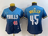 Women's Philadelphia Phillies #45 Zack Wheeler Blue 2024 City Player Number Cool Base Stitched Jerseys,baseball caps,new era cap wholesale,wholesale hats