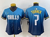 Women's Philadelphia Phillies #7 Trea Turner Blue 2024 City Connect Limited Stitched Jersey,baseball caps,new era cap wholesale,wholesale hats