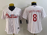 Women's Philadelphia Phillies #8 Nick Castellanos White Cool Base Jersey,baseball caps,new era cap wholesale,wholesale hats