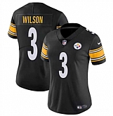 Women's Pittsburgh Steelers #3 Russell Wilson Black Vapor Football Stitched Jersey Dzhi