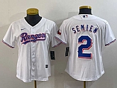 Women's Texas Rangers #2 Marcus Semien White 2024 Gold Collection Limited Cool Base Jersey,baseball caps,new era cap wholesale,wholesale hats