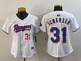 Women's Texas Rangers #31 Max Scherzer Number White 2024 Gold Collection Limited Cool Base Jersey,baseball caps,new era cap wholesale,wholesale hats