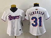 Women's Texas Rangers #31 Max Scherzer White 2024 Gold Collection Limited Cool Base Jersey,baseball caps,new era cap wholesale,wholesale hats