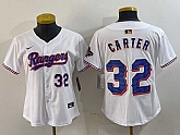 Women's Texas Rangers #32 Evan Carter Number White 2024 Gold Collection Limited Cool Base Jersey,baseball caps,new era cap wholesale,wholesale hats