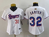 Women's Texas Rangers #32 Evan Carter Number White 2024 Gold Collection Limited Cool Base Jerseys,baseball caps,new era cap wholesale,wholesale hats
