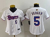 Women's Texas Rangers #5 Corey Seager Number White 2024 Gold Collection Limited Cool Base Jersey,baseball caps,new era cap wholesale,wholesale hats