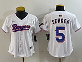 Women's Texas Rangers #5 Corey Seager White 2024 Gold Collection Limited Cool Base Jersey,baseball caps,new era cap wholesale,wholesale hats