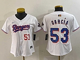 Women's Texas Rangers #53 Adolis Garcia Number White 2024 Gold Collection Limited Cool Base Jersey,baseball caps,new era cap wholesale,wholesale hats