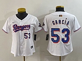 Women's Texas Rangers #53 Adolis Garcia Number White 2024 Gold Collection Limited Cool Base Jerseys
