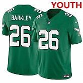 Youth Philadelphia Eagles #26 Saquon Barkley Green 2023 F.U.S.E Vapor Untouchable Limited Throwback Football Stitched Jersey Dzhi