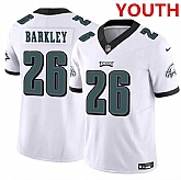 Youth Philadelphia Eagles #26 Saquon Barkley White 2023 F.U.S.E Vapor Untouchable Limited Football Stitched Jersey Dzhi