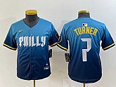 Youth Philadelphia Phillies #7 Trea Turner Blue 2024 City Connect Limited Stitched Jersey,baseball caps,new era cap wholesale,wholesale hats