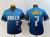Youth Philadelphia Phillies #7 Trea Turner Number Blue 2024 City Connect Limited Stitched Jersey,baseball caps,new era cap wholesale,wholesale hats