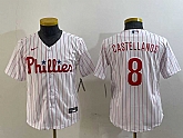 Youth Philadelphia Phillies #8 Nick Castellanos White Cool Base Jersey,baseball caps,new era cap wholesale,wholesale hats