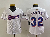 Youth Texas Rangers #32 Evan Carter White 2024 Gold Collection Limited Cool Base Jersey,baseball caps,new era cap wholesale,wholesale hats