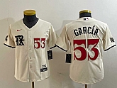 Youth Texas Rangers #53 Adolis Garcia Number Cream 2023 City Connect Cool Base Stitched Jersey,baseball caps,new era cap wholesale,wholesale hats