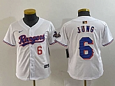 Youth Texas Rangers #6 Josh Jung Number White 2024 Gold Collection Limited Cool Base Jersey,baseball caps,new era cap wholesale,wholesale hats