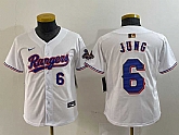 Youth Texas Rangers #6 Josh Jung Number White 2024 Gold Collection Limited Cool Base Jerseys,baseball caps,new era cap wholesale,wholesale hats