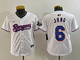 Youth Texas Rangers #6 Josh Jung White 2024 Gold Collection Limited Cool Base Jersey,baseball caps,new era cap wholesale,wholesale hats