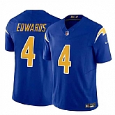 Men & Women & Youth Los Angeles Chargers #4 Gus Edwards Royal 2024 F.U.S.E. Vapor Limited Football Stitched Jersey